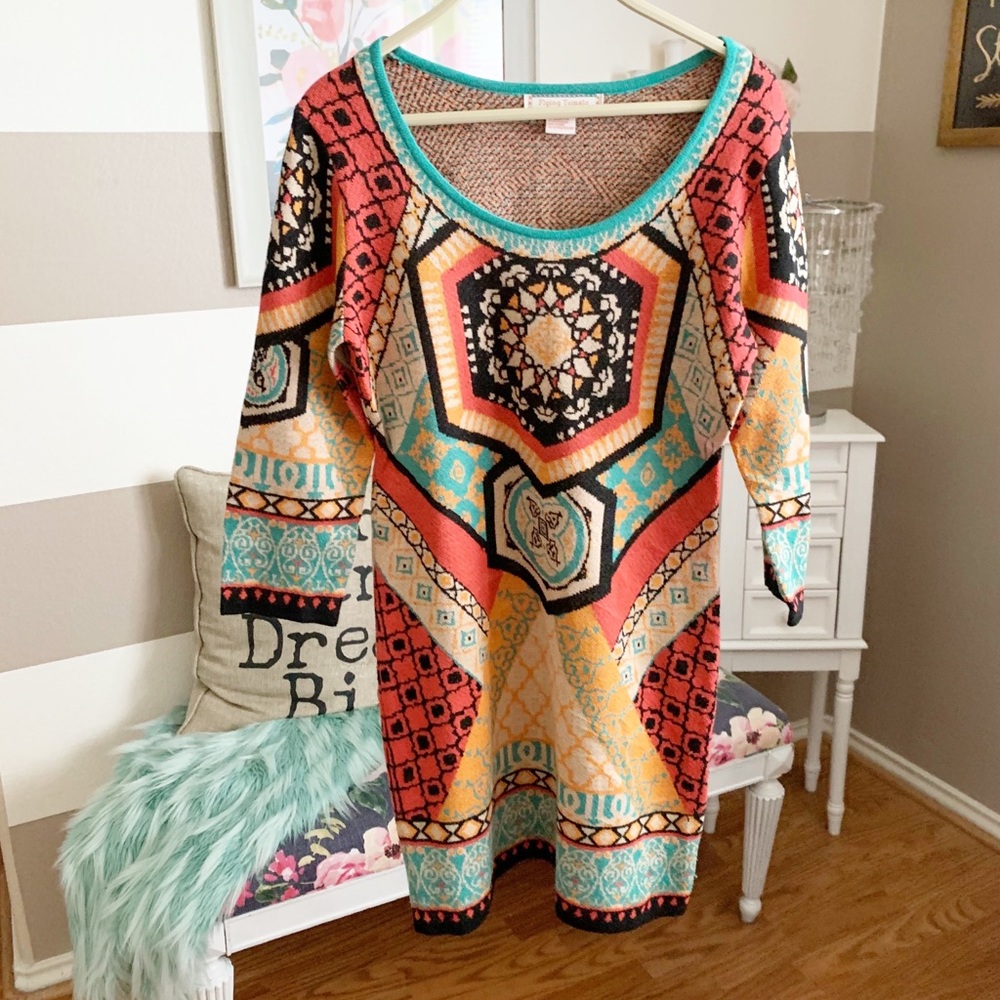 Flying Tomato cleopatra dress size large 3/4 sleeve
